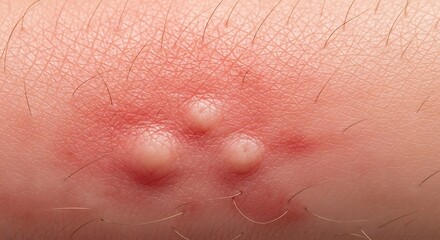 Fototapeta premium Close-up of inflamed skin with multiple pustules and redness indicating infection or irritation.