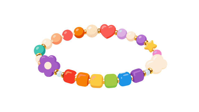 Colorful beaded bracelet with heart flower and star charms