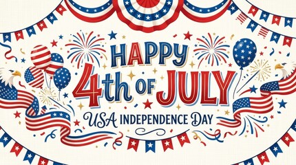 Obraz premium USA Independence Day Celebration Banner with Festive Decorations