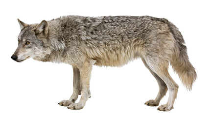 Fototapeta premium Gray wolf standing profile view