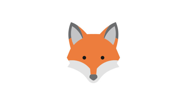 Minimalist Fox Illustration: Simple Design Featuring Orange, White, and Gray Colors