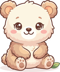 Obraz premium Cute cartoon baby bear vector illustration sitting happily for kids nursery room apparel story book sticker card design