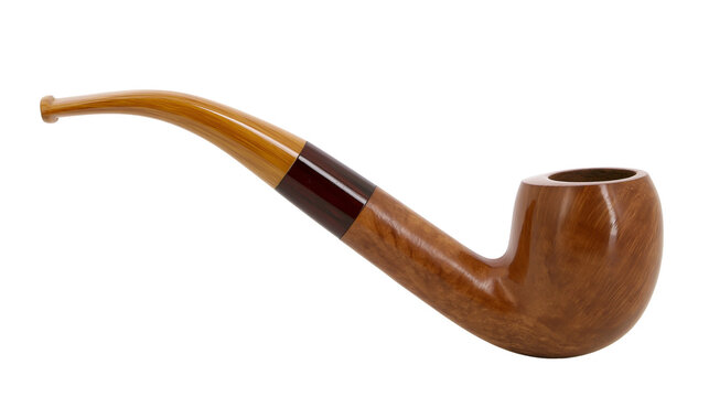 Curved wooden smoking pipe with dark band detail
