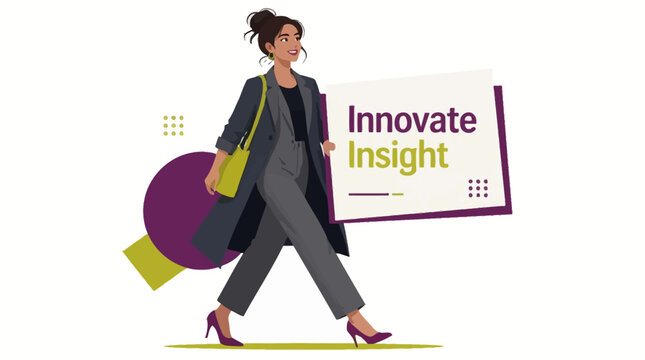 Stylish businesswoman walking with confidence and modern accessories.