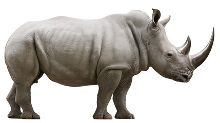 White rhinoceros with two horns and thick grey skin © Aino