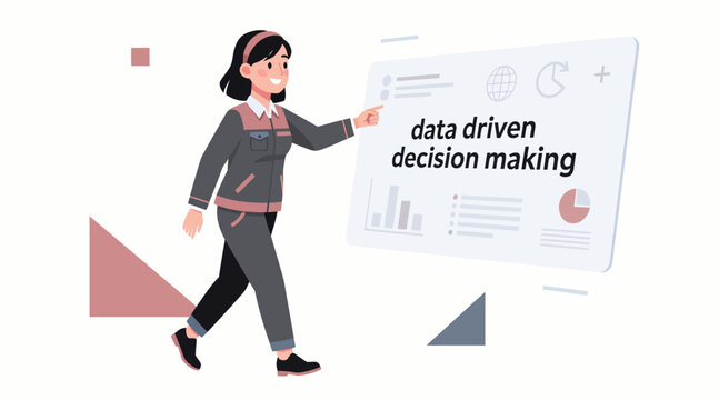 Woman presenting data driven decision making concept.