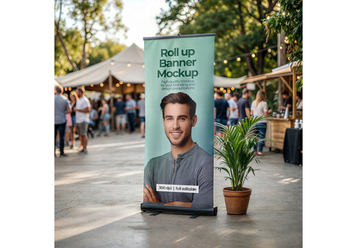 Rollup Banner Mockup for Product Launch and Marketing Presentation