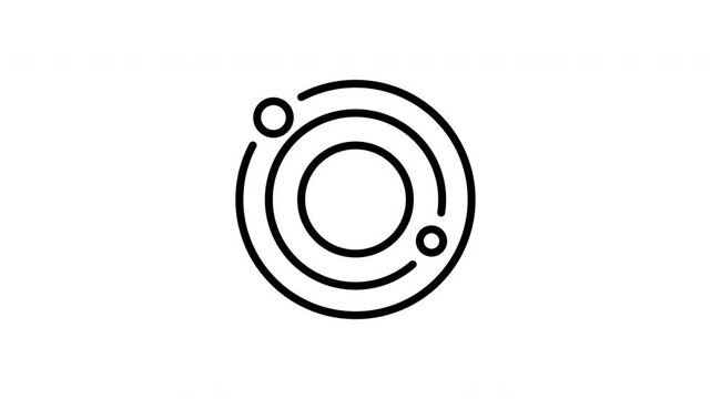 Planetary Orbit Animated Icon With Alpha Channel. Celestial Navigation And Astronomy Motion Graphic. Space Exploration And Solar System Representation