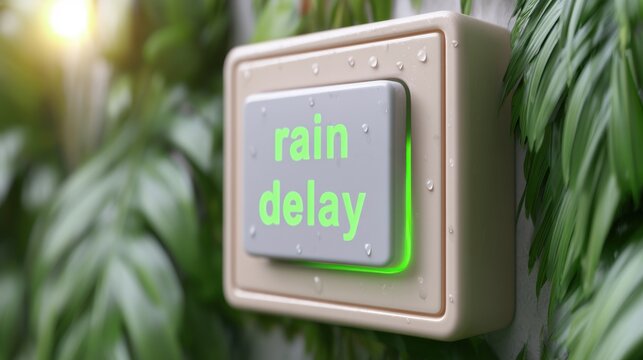 Smart garden irrigation controller displays rain delay feature