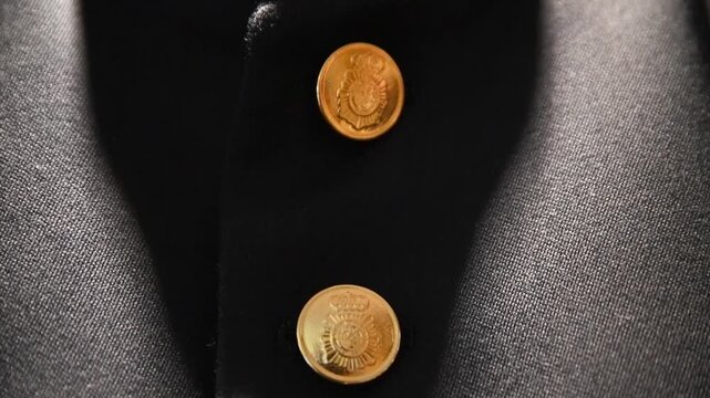 Elegant dress uniform jacket of Spanish National Police force background