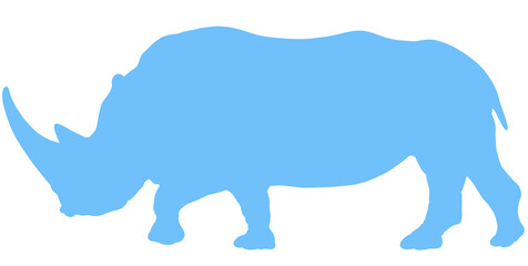 Side-profile silhouette illustration of a large rhinoceros walking © SasubuArt