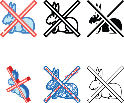 not tested on animals product label warning color icon vector. not tested looks on animals product label warning sign. isolated symbol illustration