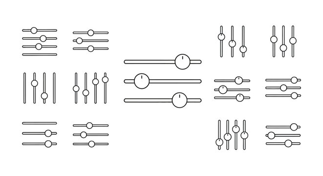 Collection of line icons for UI sliders and faders.