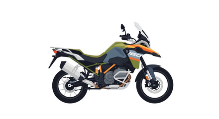 Obraz premium Modern adventure motorcycle on white background.