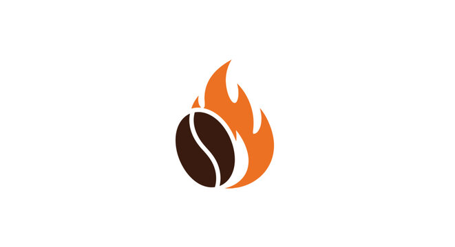 Abstract illustration of a coffee bean engulfed in flames, a striking logo design concept