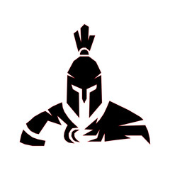 Fototapeta premium Majestic front view of a Spartan knight warrior in full helmet armor vector graphic, suitable for gaming channel, fitness brand, or defense logo.
