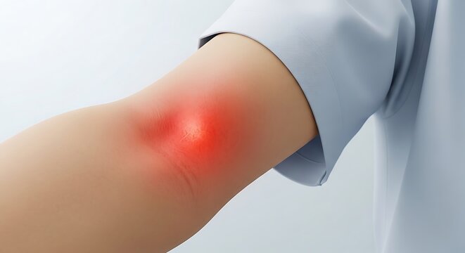 Red Swollen Insect Bite on Arm, Allergic Reaction, Skin Irritation.
