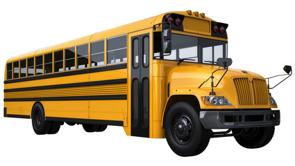 Yellow school bus with black stripes and windows © Anneliese