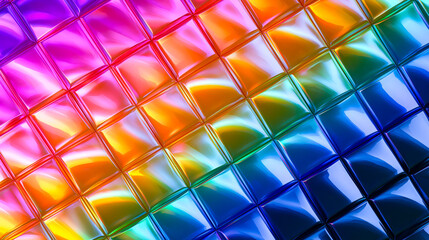 Fototapeta premium Rainbow glossy geometric quilted tile surface background