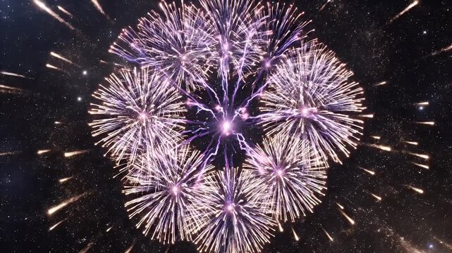 A vibrant cosmic explosion fills the starry expanse.