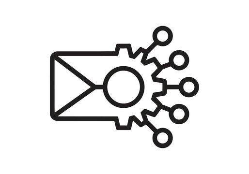 Email automation line icon. Digital message sending, marketing workflow, communication system, editable stroke vector illustration