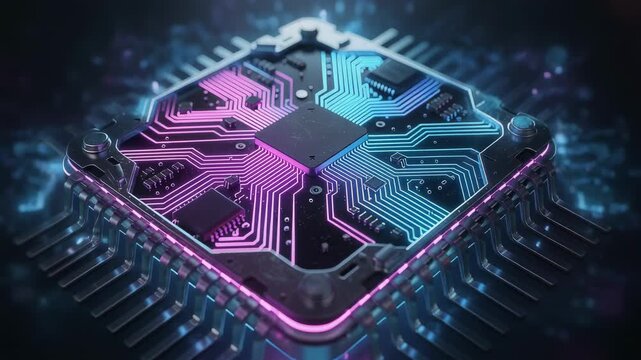 Explore glowing vibrant circuits and futuristic technology pulsing with energy in a dynamic digital environment