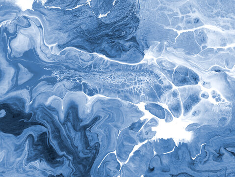 Abstract fantastic blue wave, creative hand painted background, marble and brush texture, abstract ocean, acrylic