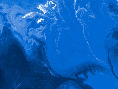 Blue creative abstract hand painted background, marble texture, abstract ocean, snow, winter, ice, cold, acrylic