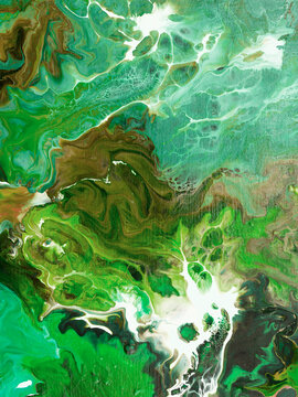 Abstract green hand painted background.