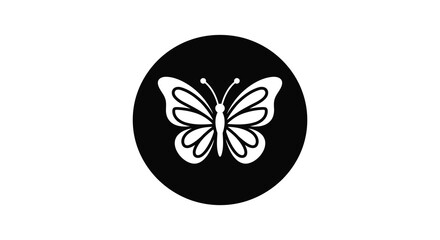 White Butterfly Silhouette Within A Black Circular Shape Silhouette © MDALTUFHOSAIN