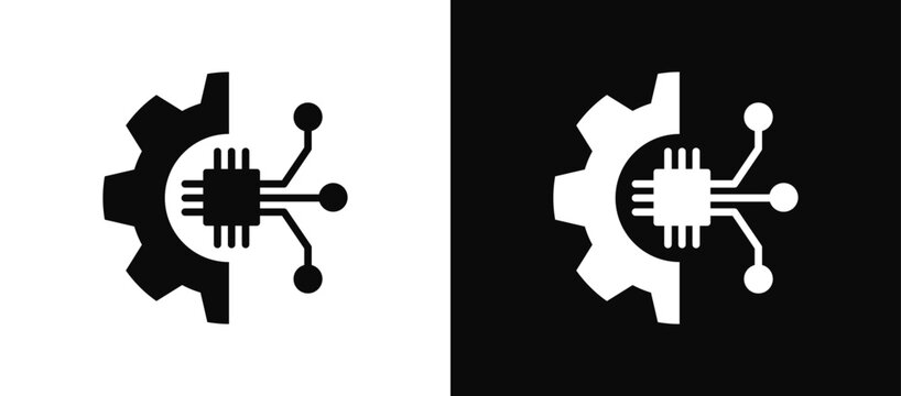 Automation icon set black and white