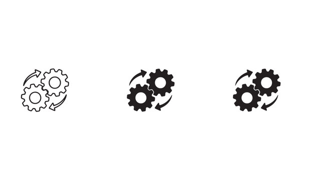 Interlocking gears process automation icons