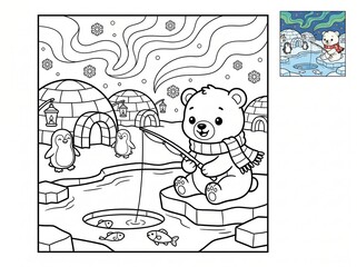 Naklejka premium Cute Kids Coloring Book Pages Bundle | Kawaii Animals Fantasy Outline Sketch Collection | 1:1 Square Printable Coloring Sheets