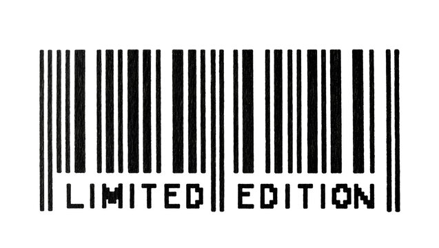 Textured barcode with LIMITED EDITION text, isolated on transparent background