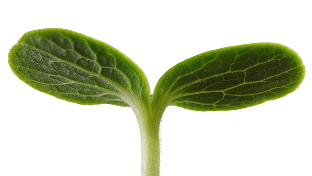 Green seedling with delicate veins, isolated on transparent background