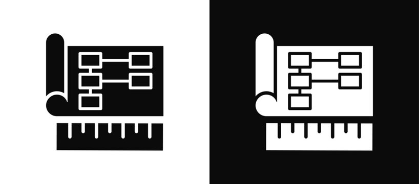 Business Blueprint icon set black and white
