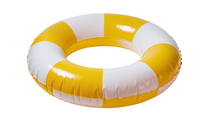 Yellow and white checkered inflatable ring, isolated on transparent background © Sorin