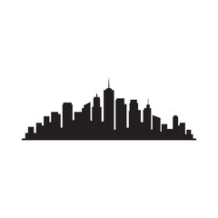 Fototapeta premium City Skyline Silhouette Against White Background Minimalist Graphic