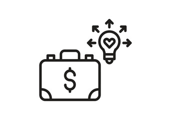 Briefcase with dollar symbol and light bulb idea innovation funding startup investment business creativity concept vector illustration © Creative Juel 