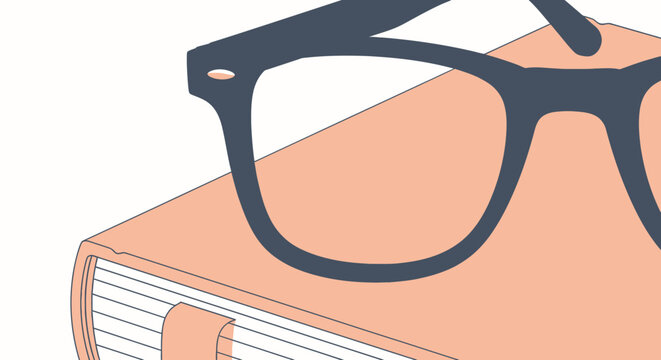 Black Plastic Frame Square Eyeglasses On White Surface.