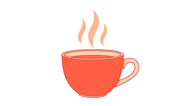 Steaming Hot Red Coffee Cup Illustration Isolated.
