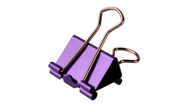 Purple binder clip with rose gold metal handles