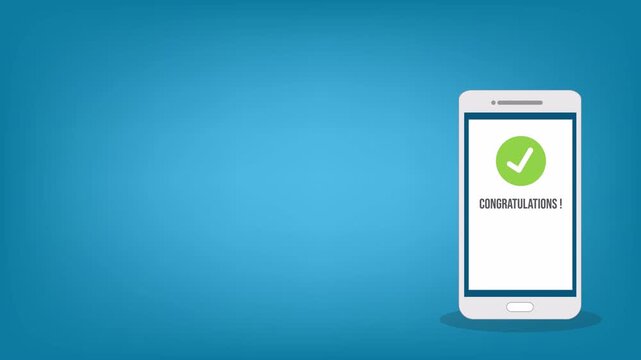 Mobile Banking Loan Approval Notification Animation on Smartphone Screen	