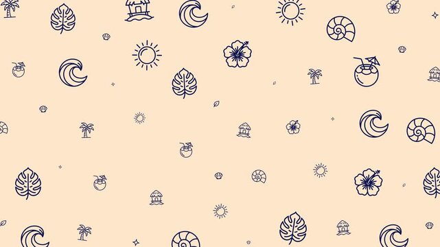 Island Pattern With Tropical Beach Doodles