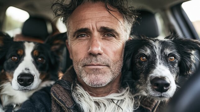 Man gazes directly, calm and thoughtful