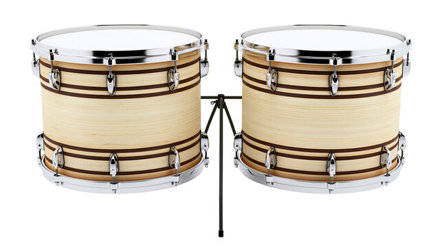 Two wooden tom-tom drums on a stand