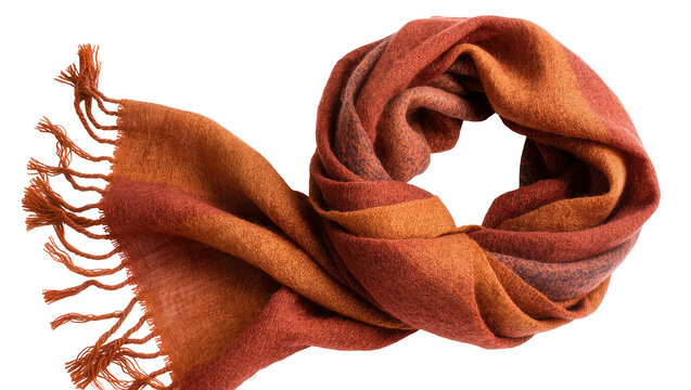 Textured woven scarf with fringe in warm autumn colors