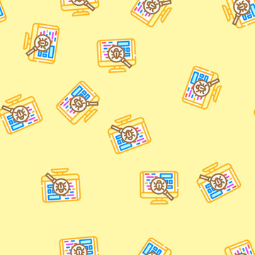 debugging code software vector seamless pattern debugging code software sign illustration