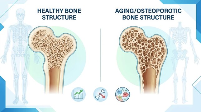 Comparing healthy bone structure to aging and osteoporotic bone density