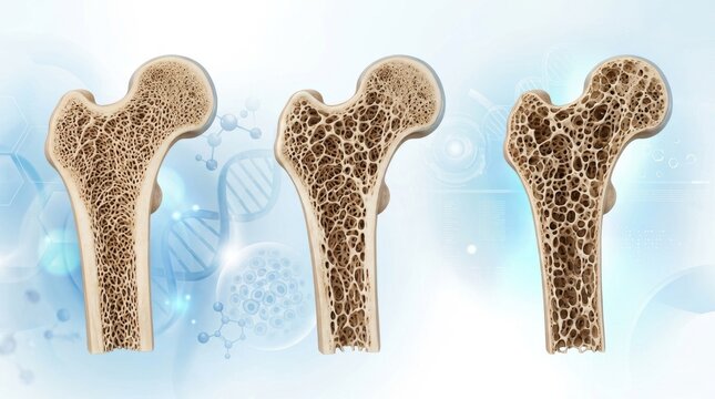 Comparison of healthy and osteoporotic bone structure in femur cross-sections